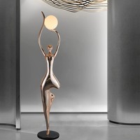 Lampe sur pied moderne abstraite en forme humaine en résine LED à température de couleur réglable et à intensité variable pour salon intérieur