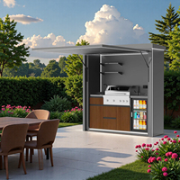 Factory Direct Compact Luxury Outdoor Kitchen with Mini Fridge Sink BBQ Grill for Small Villa Patio