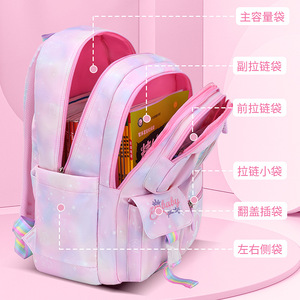 Girls School Backpack Nylon Lightweight Large Capacity Cartoon Print For Elementary Students Grades 1-6 Education Use - Product Image 2