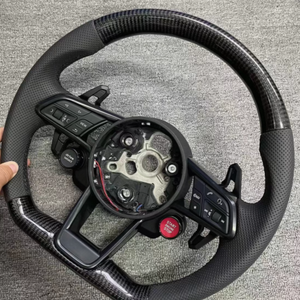 Volante Deportivo de Cuero y Fibra de Carbono con Botón de Encendido para Audi R8 TT RS6 RS4 RSQ5 <span class=keywords><strong>A4</strong></span> B8 A6 C7 A7 A8 RS5 S3 SRS3 - Product Image 2