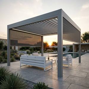 <span class=keywords><strong>Pergola</strong></span> bioclimatique motorisée en aluminium avec <span class=keywords><strong>toit</strong></span> à lamelles respirantes, résistante au vent et à l'eau, avec rideaux latéraux amovibles - Product Image 6