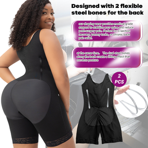 Faja colombiana de alta compresión con efecto reloj de arena, postoperatoria, sin mangas, de una pieza, con abertura en el <span class=keywords><strong>pecho</strong></span>, para mujer - Product Image 4