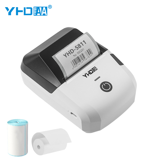 YHD-5811 58mm 2 in 1 Thermal Receipt & Label Printer Portable Mini Mobile Barcode Sticker Pos Printer