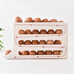 Organizador de Huevos para Refrigerador, Caja de Almacenamiento de Huevos de Cuatro Niveles, Tipo Deslizante Automático, Bandeja Giratoria para Huevos - Product Image 6