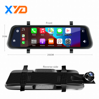 Cámara de Reversa XYD de 9.66 Pulgadas con Cámaras Delanteras/Traseras Dobles, Monitor de Espejo Retrovisor, WiFi, Estacionamiento Seguro para Camión/Auto/Autobús