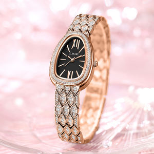 นาฬิกาควอตซ์ประดับเพชรสีโรสโกลด์รูปวงรี LG89275 Lige สำหรับผู้หญิงนาฬิกาตัวเลขโรมันแนววินเทจสำหรับผู้<span class=keywords><strong>หญิง</strong></span> - Product Image 3