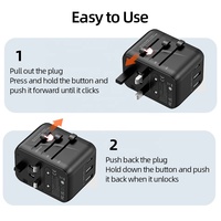 Kompakt Hepsi Bir Arada Evrensel Seyahat Adaptörü, Çift USB Girişli, Dünya Çapında Uluslararası Priz Dönüştürücü (ABD, AB, İngiltere, Avustralya için)