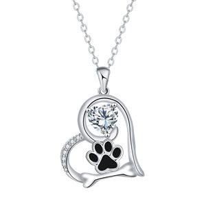 Gran oferta 2025, collar de corazón con estampado de pata de ley exquisito de Zirconia cúbica de alta calidad para joyería de amante de mascotas - Product Image 1