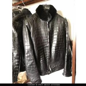 جاكيت فاخر عالي الجودة من جلد التمساح الأصلي للرجال بجلد الدراجة النارية - Product Image 5