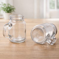 Vente en gros de tasses à boire en verre Mason avec logo imprimé, 12oz / 16oz / 32oz, avec poignée, couvercle à paille et couvercle à visser