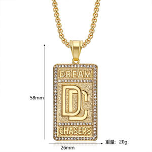Collier Pendentif DC Hip Hop Iced Out Diamond Dream Chasers 2026, Bijou en Acier Inoxydable Plaqué Or 18K PVD Étanche - Product Image 2
