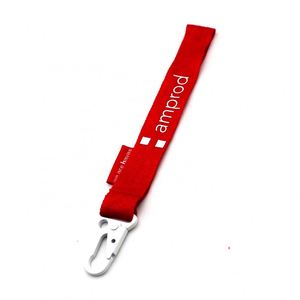 Lanière courte de haute qualité avec mousqueton et boucle en métal blanc, lanière de poignet en bambou pour clés - Product Image 1