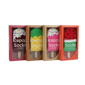 Diseño único mujeres helado de hielo-pop de ice lolly icepop tripulación calcetines, calcetines de moda de señora Calcetines las mujeres las élites