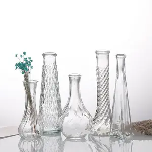 シンプルなネジ付き花瓶スリムガラス小さなフラワーアレンジメントデスクトップ装飾装飾ガラス花瓶