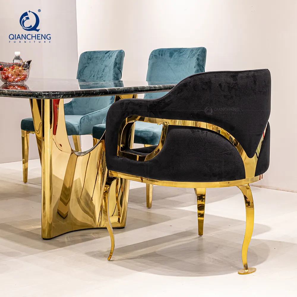 Fornitore vendita diretta mobili creativi sedia da pranzo dorata di lusso mobili per feritoia sedie in cina da pranzo foshan