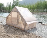 Tente gonflable 6.3 en tissu Oxford monocouche, pliable quatre saisons, imperméable pour le camping extérieur, pour 3-4 personnes, design à sommet.
