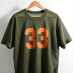 Camiseta de fútbol para hombre de alta calidad con logotipo personalizado OEM, camiseta universitaria de cuello redondo de gran tamañ<span class=keywords><strong>o</strong></span>, camisetas cuadradas con camiseta de fútbol de malla recortada - Product Image 1