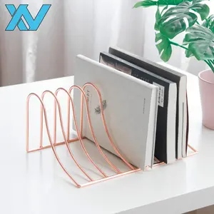 Decorative Metal wire OEM design Bookends, Magazine Storage Rack , Bookself, Vertical Folder, (Golden Rose golden, Silver)