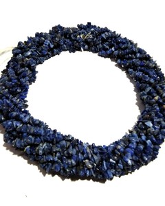 Collier de perles en sodalite naturelle, irrégulières, non taillées, en forme de pépites, 32 pouces - Product Image 2
