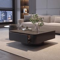 Table basse carrée de style italien haut de gamme et luxueuse avec rangement pour petits espaces, salon moderne, noir