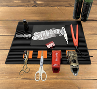 Tapis de Coiffure Antidérapant avec Logo Personnalisé pour Salon, Outil de Coiffure, Tapis Magnétique pour Chaise de Barbier
