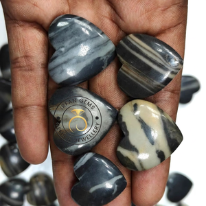 Cabochon en calcite zébrée en forme de cœur, semi-précieuse, haute qualité, 20-55mm, formes variées, pierres brutes pour la fabrication de bijoux - Product Image 1