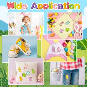 Parches Termoadhesivos Personalizados de Pascua: Conejitos, Pollitos y Huevos de Vinilo Duradero, Coloridos, con Brillo y Bordados para DIY - Product Image 6