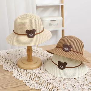Chapeau <span class=keywords><strong>de</strong></span> paille d'ours d'été pour bébé fille garçon avec chapeaux <span class=keywords><strong>de</strong></span> soleil <span class=keywords><strong>de</strong></span> plage pour enfants - Product Image 5