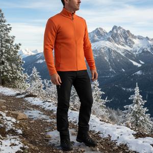 NOORVIK/3 giacca invernale in pile da uomo antivento in poliestere con colletto e cappuccio con chiusura a cerniera con motivo stampato ricamato - Product Image 3