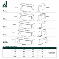 Bureau de direction ergonomique de luxe moderne avec pieds en aluminium poli 8K en forme de X, placage de bois E0, table de bureau créative écologique