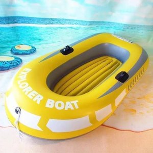 เรือพายเป่าลมสีเหลืองทำจาก PVC เรือคายัคขนาดเล็กสำหรับตกปลา ล่องน้ำ พกพาสะดวก สำหรับ 1 คน ใช้สำหรับพักผ่อนทางน้ำ - Product Image 1