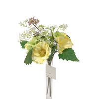 36CM buket bunga Eustoma sutra ungu buatan untuk dekorasi pernikahan bundel Hydrangea Platycodon buatan buket pernikahan