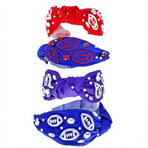 Fashion Fabric Hairband With <b>Football</b> Beaded Embroidery Handmade <b>Headband</b> For Casual Wear - Product Image 1