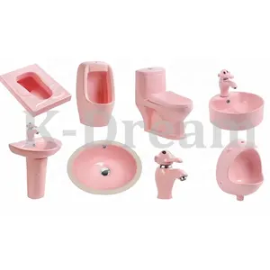 Ensemble de toilette/lavabo/urinoir/armoire en céramique pour enfants, Design Unique, unité de WC colorée de petite taille pour école de garderie