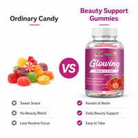 Gummies Beauté Éclatante Kératine Biotine Collagène Soutien Quotidien Éclat Vegan Formule Personnalisée Marque Privée Fournisseur Usine OEM ODM