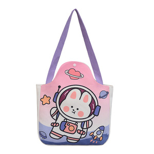 Bolsos de compras de lona de hombro de conejo de dibujos animados lindo de gran capacidad para mujeres de moda para uso callejero y escolar - Product Image 6
