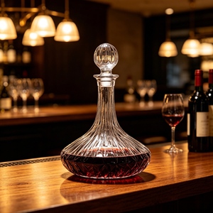 1,8L Vintage Kristallglas-Dekanter mit Diamantschliff und passendem Verschluss, breite, flache Basis, Likörkaraffe für Whiskey, Wein, <span class=keywords><strong>Brandy</strong></span> - Product Image 5