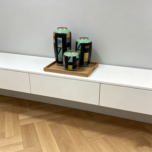 <span class=keywords><strong>Set</strong></span> di Vasi in Ceramica con Motivo Geometrico Astratto Moderno e Bordo Verde - Product Image 2