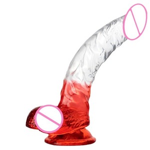 Jouets sexuels <span class=keywords><strong>Gode</strong></span> pour femmes <span class=keywords><strong>Gode</strong></span> réaliste en gelée de cristal bicolore avec ventouse - Product Image 2