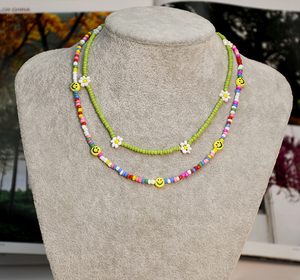 Collier ras de cou <span class=keywords><strong>en</strong></span> perles pour femmes, breloque bohème fait à la main, <span class=keywords><strong>Smiley</strong></span> Girl, chaînes esthétiques, cadeau de bijoux - Product Image 3