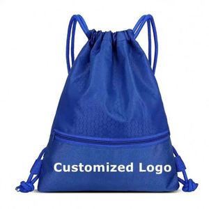 Waterproof High Quality Custom 420d Polyester Nylon Zipper Closure Fashion <b>Backpack</b> Gym Bags String Logo Sport Cinch - Product Image 3