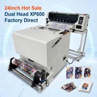 Printer DTF Roll to Roll 24 Inch A1 Set Dual Head Xp600 dengan Penggoyang Daur Ulang Bubuk Otomatis, Printer Direct to Film untuk Pakaian Kustom