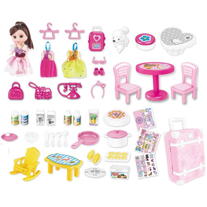 Multifunctional Deformed Luggage Suitcase Miniature Furniture <strong>Wardrobe</strong> Pretend Play <strong>Doll</strong> Toys House Princess Dress up Set Toy - Product Image 5