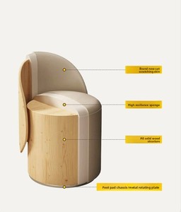 <span class=keywords><strong>Chaise</strong></span> de canapé de loisirs modernes chaises de salle à manger rotatives en <span class=keywords><strong>bois</strong></span> avec accoudoir en cuir Pu gris à dossier haut de luxe - Product Image 4