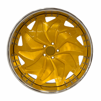 Jantes forgées Rucci personnalisées de 20, 22, 24, 26 pouces, 2/3 pièces, à rayons dorés, à lèvre chromée profonde, avec capuchon flottant pour Range Rover Escalade