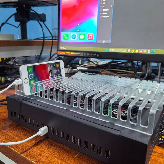 20-Port Industry 60A 5V Single USB Hub for iPhone Phone Farm Box PC Screen Mirroring & Music Production