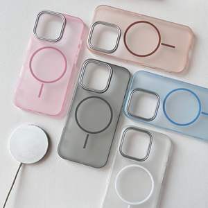 Color-blocking Frosted Transparent Strong <b>Magnetic</b> for iPhone 16 Pro Max Case for iPhone 15 Silver <b>Frame</b> for iPhone 14 Hard Case - Product Image 4