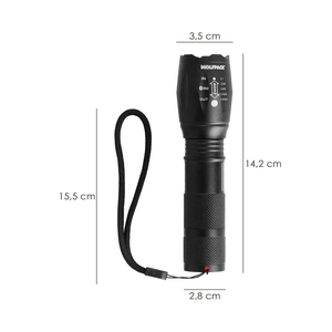 Torcia LED portatile in alluminio alimentata a batteria (3 AAA), 300 lumen, 5 Watt. Con funzione zoom - Product Image 2