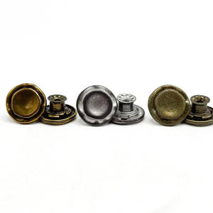Bottoni in Metallo Rotondi Opachi Anticati Dorati e Argentati da 9MM, 10MM, 12MM, 14MM, 15MM con Chiusura a Un'Uncinetto per Jeans - Product Image 2