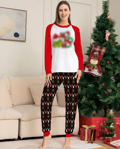 New Family Christmas Homewear Set Benutzer definierte Nachtwäsche mit Weihnachts mütze und Grinch Cartoon Print für Erwachsene Kinder Großhandel Pyjamas - Product Image 6